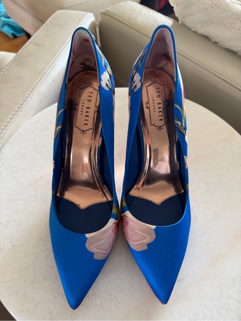 Ted Baker Royal Blue Floral Pointed Pumps (Size EU 39.5)